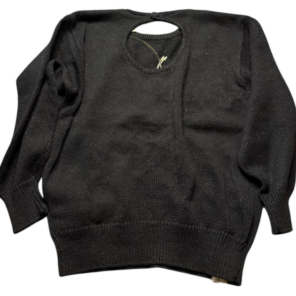 Bonnie Boerer 1980s Celebrate Santa Sleigh Light-Up Musical Sweater Black Small - Picture 2 of 6